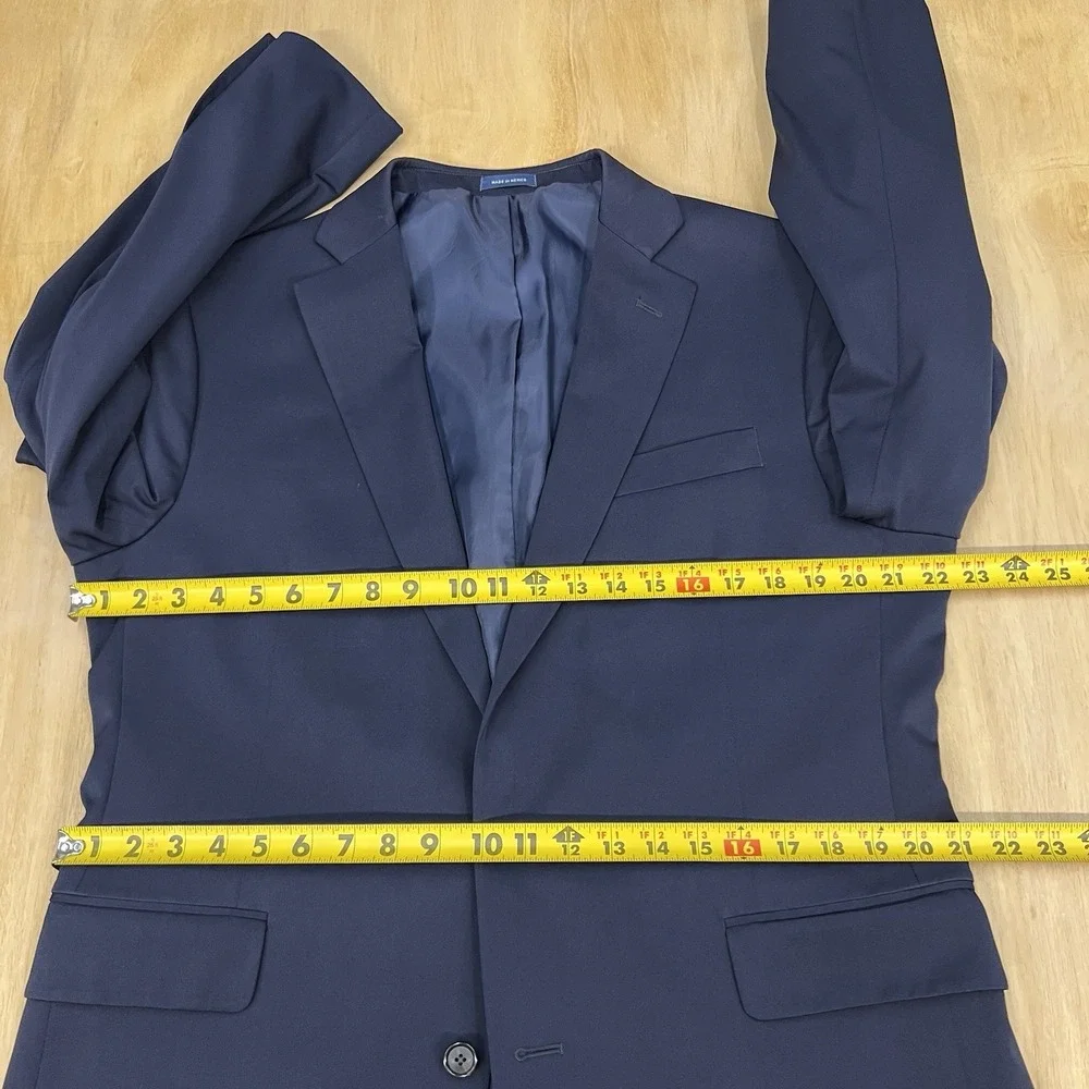 Stafford Blazer Jacket Sport Coat Mens 44R‎ Polyester Blend Stretch Dark Navy